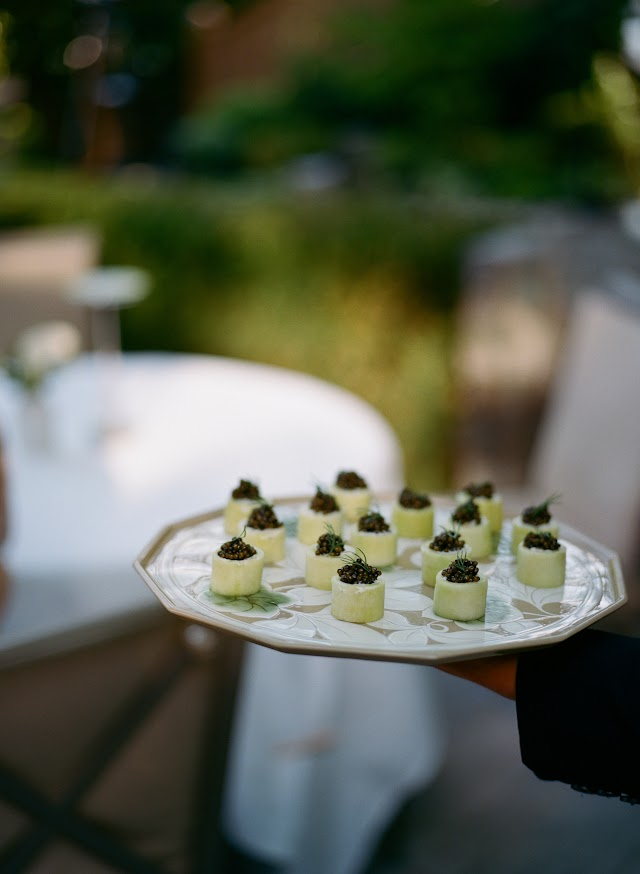 Cucumber rounds crowned with caviar
