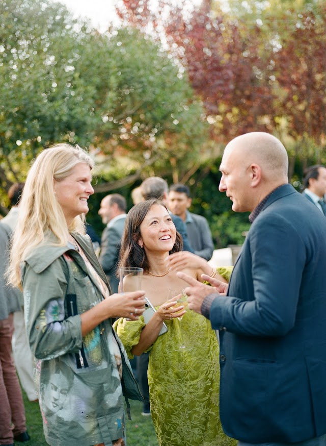 Three guests in conversation